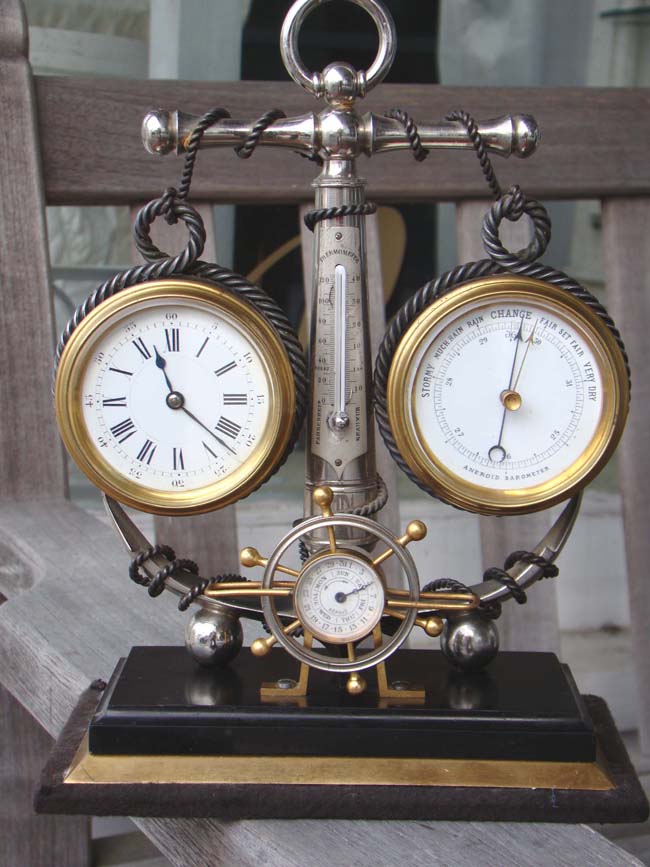 An antique anchor form Clock and Barometer Desk Compendium circa 1890 — image 2